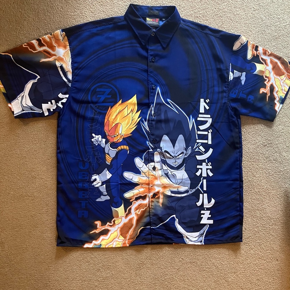 NEW Men’s Dragon Ball Z Vegeta Shirt Button Up NWOT Vintage